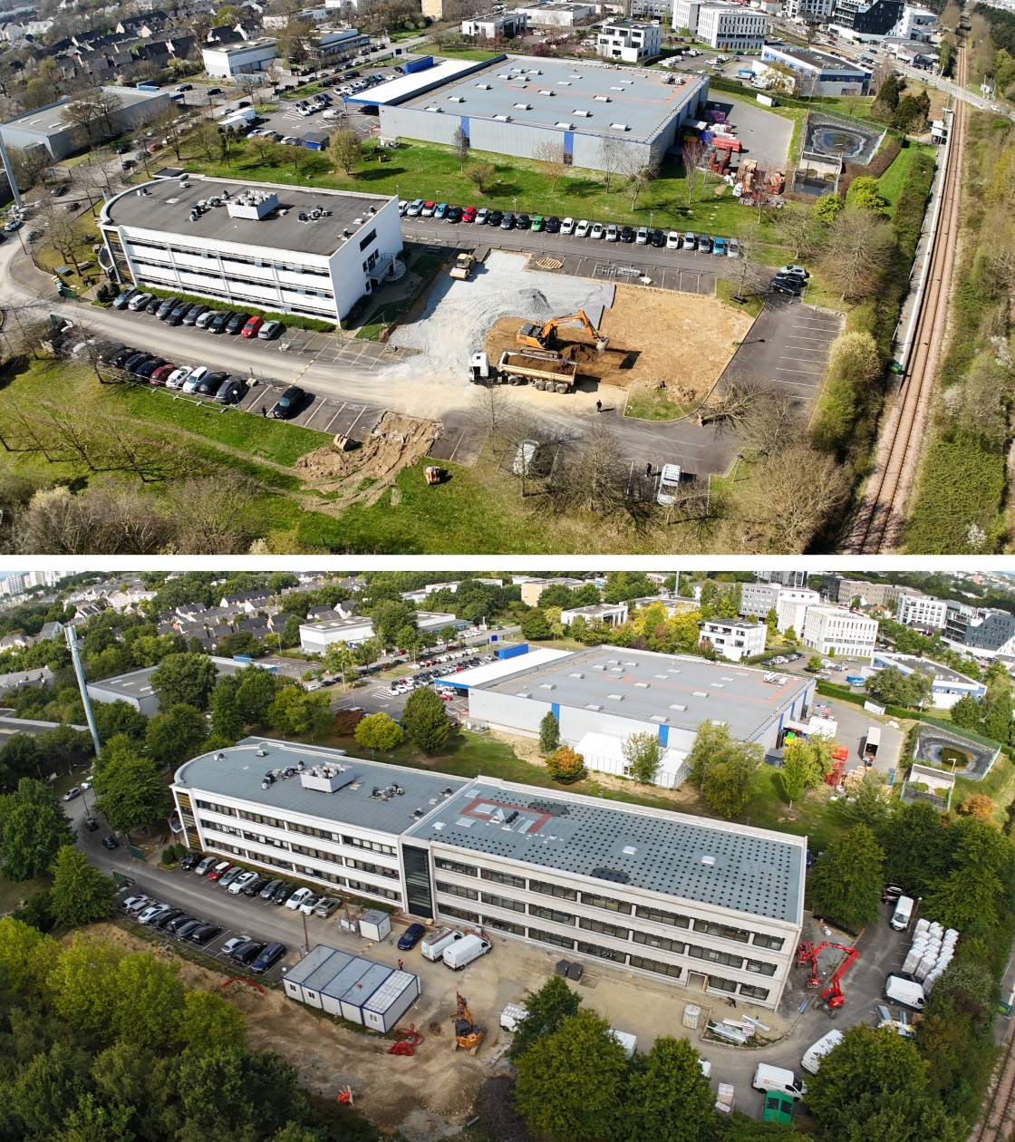 Construction et extension bâtiment d'enseignement AFTEC à Rennes, Ille-et-Vilaine (35), Bretagne - conception et réalisation Espace Engineering Fayat, contractant général, maître d'oeuvre et architecture