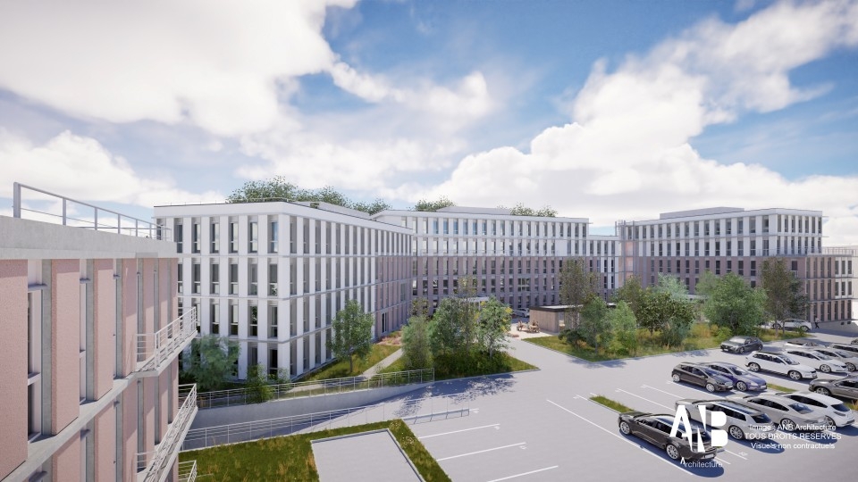 Esquisse Eolys réhabilitation et reconversion bâtiments de bureaux en logements à Rennes, Ille-et-Vilaine (35), Bretagne - conception et réalisation Espace Engineering Fayat, contractant général et maitre d'oeuvre