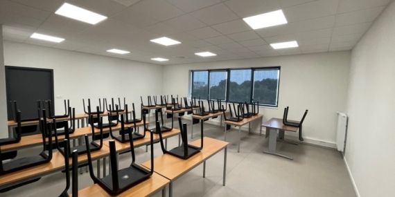 Aménagement intérieur bâtiment d'enseignement The Land 2 à Rennes, Ille-et-Vilaine (35), Bretagne - Conception et réalisation Espace Engineering Fayat, contractant général et maître d'œuvre
