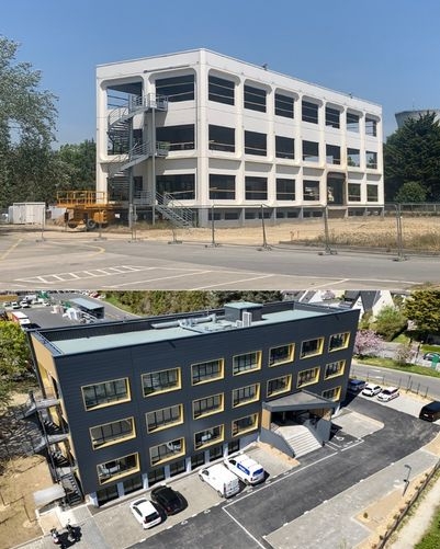 Réhabilitation bâtiment de bureaux le Kube à Pacé, Ille-et-Vilaine (35), Bretagne - conception et réalisation Espace Engineering Fayat, contractant général et maître d'oeuvre