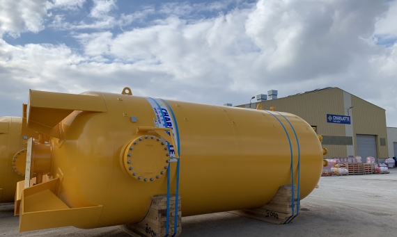 Deux réservoirs à vessie de 50 m3 et de 3 mètres de diamètre pour la coupe du monde de la FIFA à Doha, au Qatar