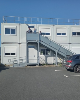 Démolition et Réhabilitation partie bureaux bâtiment industriel JBT Marel à Baud, Morbihan (56), Bretagne- conception et réalisation Espace Engineering Fayat, contractant général et maître d'oeuvre