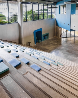 Aménagement intérieur bâtiment d'enseignement The Land 2 à Rennes, Ille-et-Vilaine (35), Bretagne - Conception et réalisation Espace Engineering Fayat, contractant général et maître d'œuvre