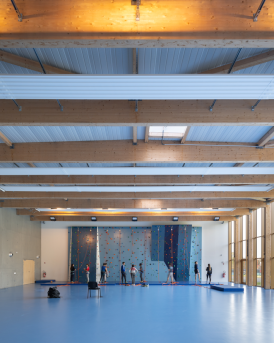 Vue intérieur de la salle d'escalade du collège de Massy Claudine Herman