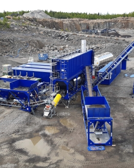 Usine d’enrobés continue hypertransférable conteneurisée RF160 EXPLORER, jusqu’à 50% de recyclage d’agrégats d’enrobés