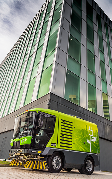 RAVO in front of a building.