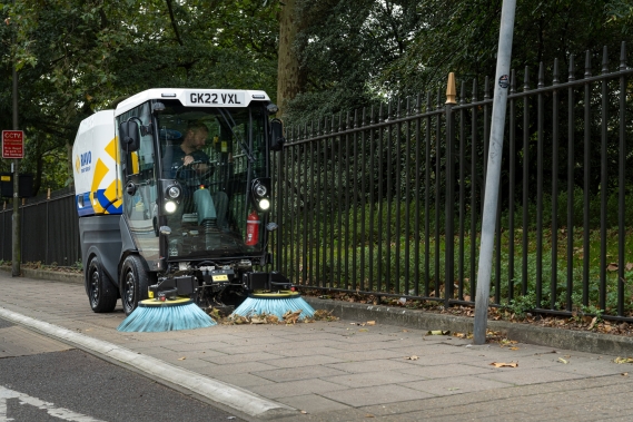 R1 sweeping on the pavement.