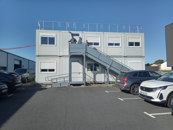 Démolition et Réhabilitation partie bureaux bâtiment industriel JBT Marel à Baud, Morbihan (56), Bretagne- conception et réalisation Espace Engineering Fayat, contractant général et maître d'oeuvre