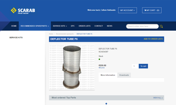 Scarab Webshop Screen Capture