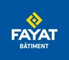 Logo FAYAT BATIMENT blanc sur fond bleu